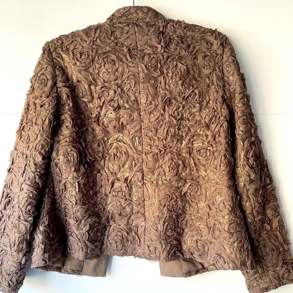NWT ($159) Chico's Blazer Jacket Coat Taupe Rose Sequin, Sz 1 (M/8) - Picture 6 of 14